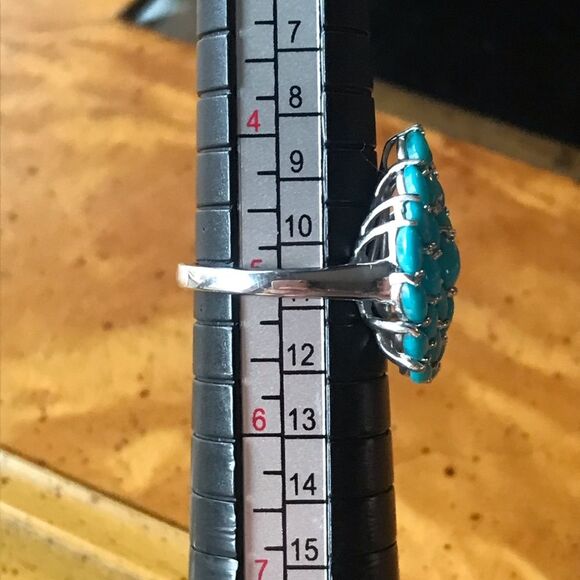 Authentic Sleeping Beauty Turquoise Sterling Silver Leaf Ring Size 5 - Picture 5 of 9